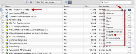 Autodesk 360 with the refreshed document list.