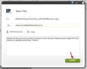 The AutoCAD WS Share dialog box.