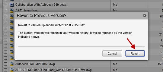 The option to revert to a PREVIOUS version of the document.