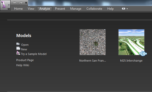 Start Autodesk Infrastructure Modeler and click new from the start page.