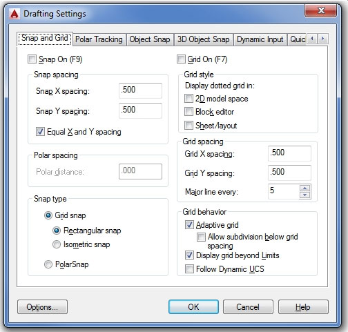 Options in AutoCAD 2015