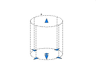 The arrow grips let you stretch the solid in the given direction. 
