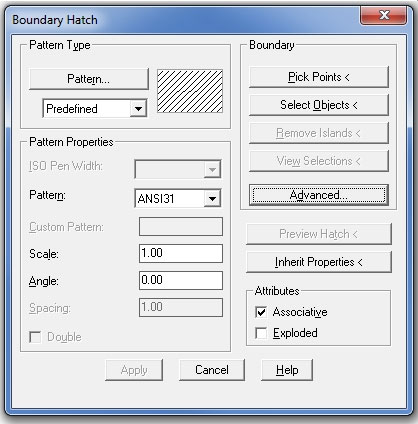In the Boundary Hatch dialog box in AutoCAD Release 14, you make your selections and then press Preview to see how it all looks.