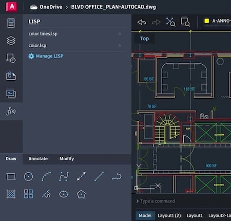 You can now use your favorite LISP routines on the AutoCAD web app. 
