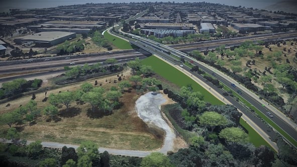 The Lathams Road project widened an existing road from two to four lanes and added a new bridge over an existing freeway. 