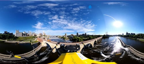 UAV performs survey on Stone Arch Bridge in Minneapolis, Minnesota. Image source: Collins Engineers. 