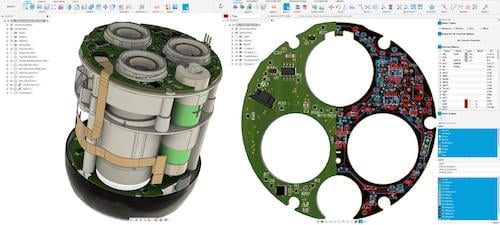 Autodesk Fusion 360 is a cloud-enabled product design platform that has both MCAD and ECAD tools. Image source: Autodesk.