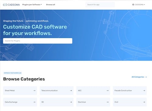 CAD users will be able to find and purchase specialized apps through CADSOMA