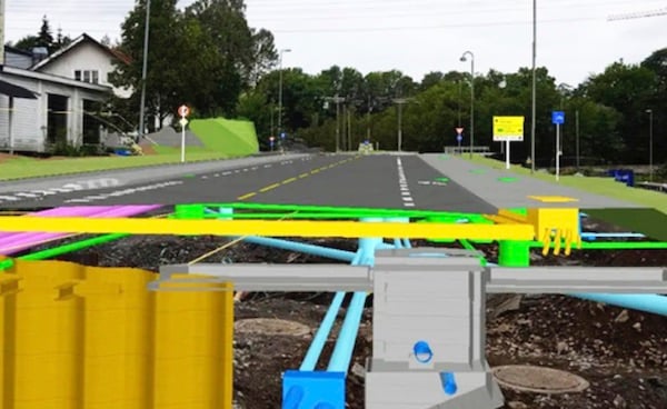Underground utilities can be visualized in the field. Image source: Trimble.