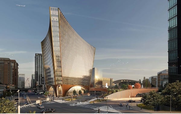The 10 World Trade project in Boston features numerous curved surfaces for which Radius Track fabricated framing components. Image source: Boston Global Investors.