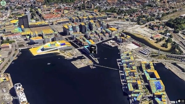 Color-coded solar radiation data was superimposed on 3D models to help identify potential locations of solar panels in conjunction with housing in the city of Oslo. Image source: City of Oslo. 