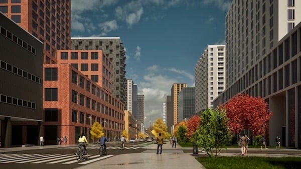 This fictional design scene in Boston was developed using Esri’s CityEngine integrated with Twinmotion and Unreal Engine. Image source: Esri. 