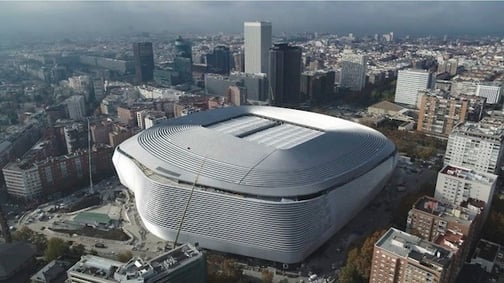 The Santiago Bernabeu Stadium project includes a new retractable roof and playing surface, along with a stainless-steel facade. Image source: Real Madris by AS.com o Diario AS.