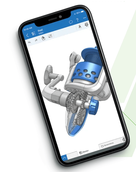 PTC Onshape was created as a cloud-based program, which made it easier for the developers to create a mobile version. Much of the backend work was already accomplished. Image source: PTC. 
