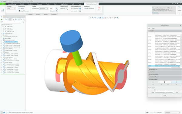 PTC Creo 11 increases support for milling operations, including 4-Axis Rotary roughing and finishing toolpaths, which support end ball and bull nose mills. Image source: PTC.