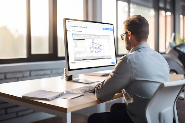 EP24 Engineer working on imac screen Revit Interference Checking-600