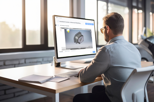 EP24 Engineer working on imac screen Inventor Advanced Modeling 3D Printing Prep STL-600