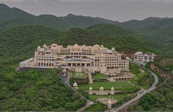 The Fairmont Palace in Udaipur, India, award winner in the Structural Engineering category, features ornate domes, courtyards, landscaped gardens, and banquet halls.