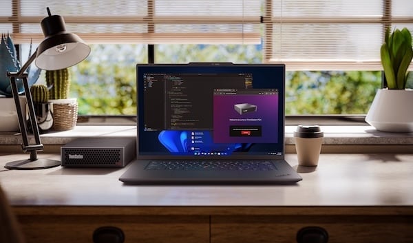Lenovo’s ThinkStation PGX with Lenovo’s P1, ready to work on the go. Image source Lenovo.